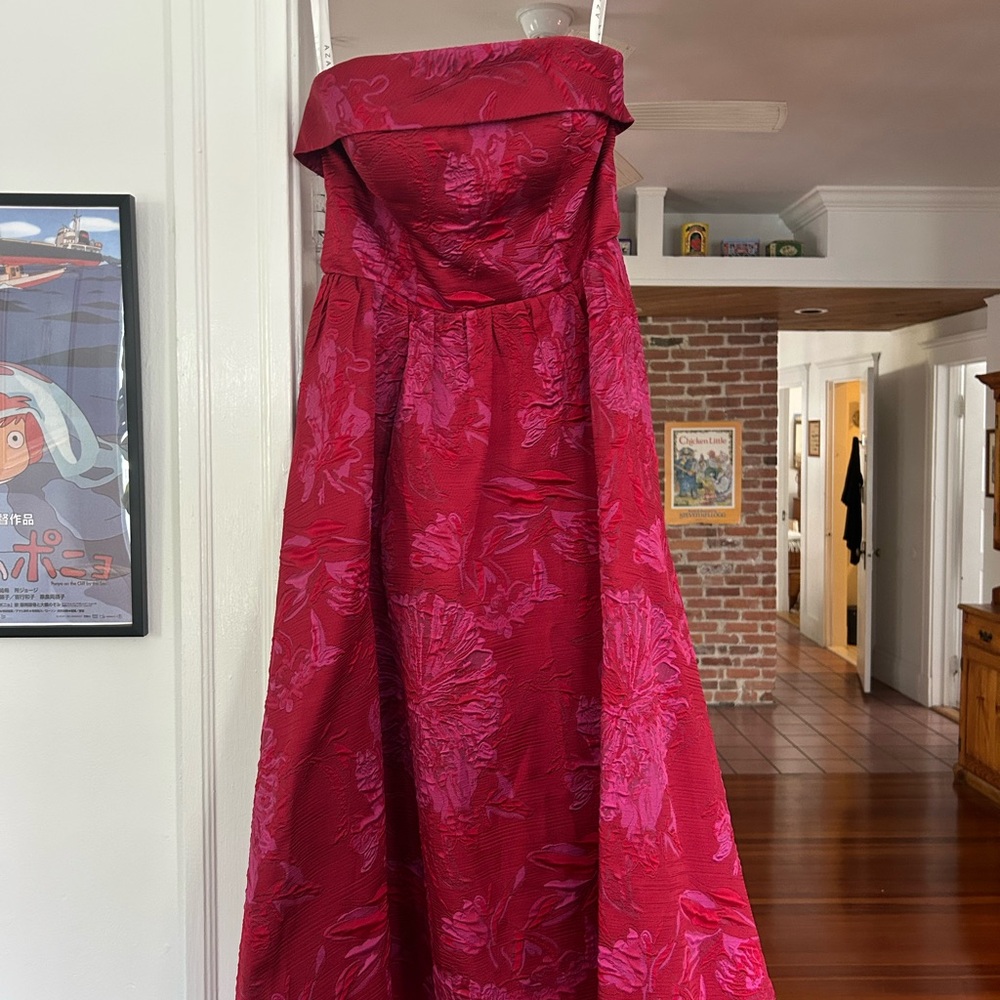 Pink and Red Floral Midi Dress